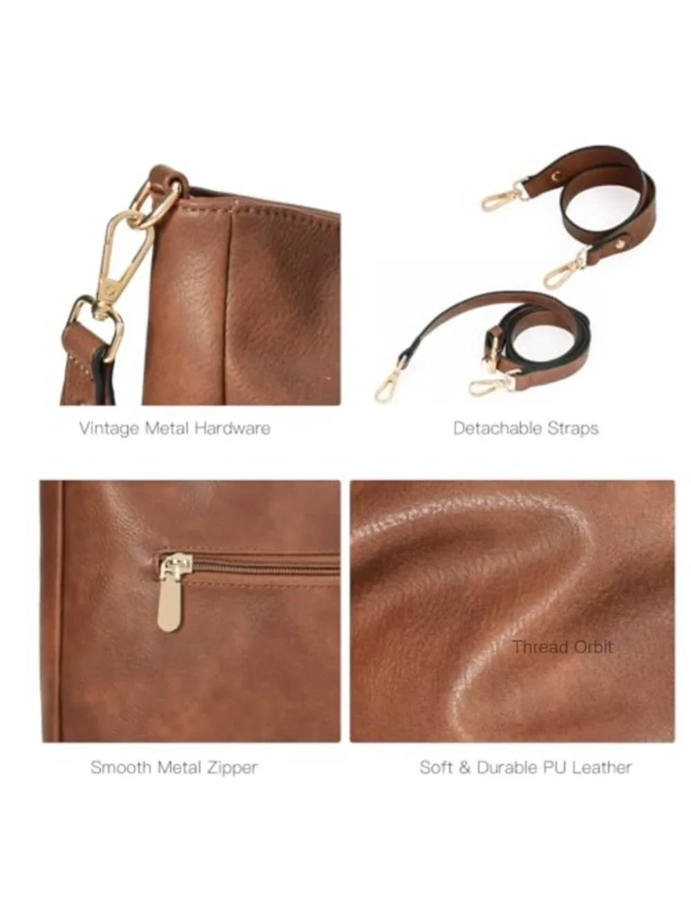 Women's Hobo Bag Soft Vegan Leather Shoulder Crossbody Purse Large Tote Multi